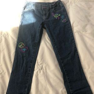 many youth sizes New Girls FADED GLORY flare adjustable JEANS hearts Love
